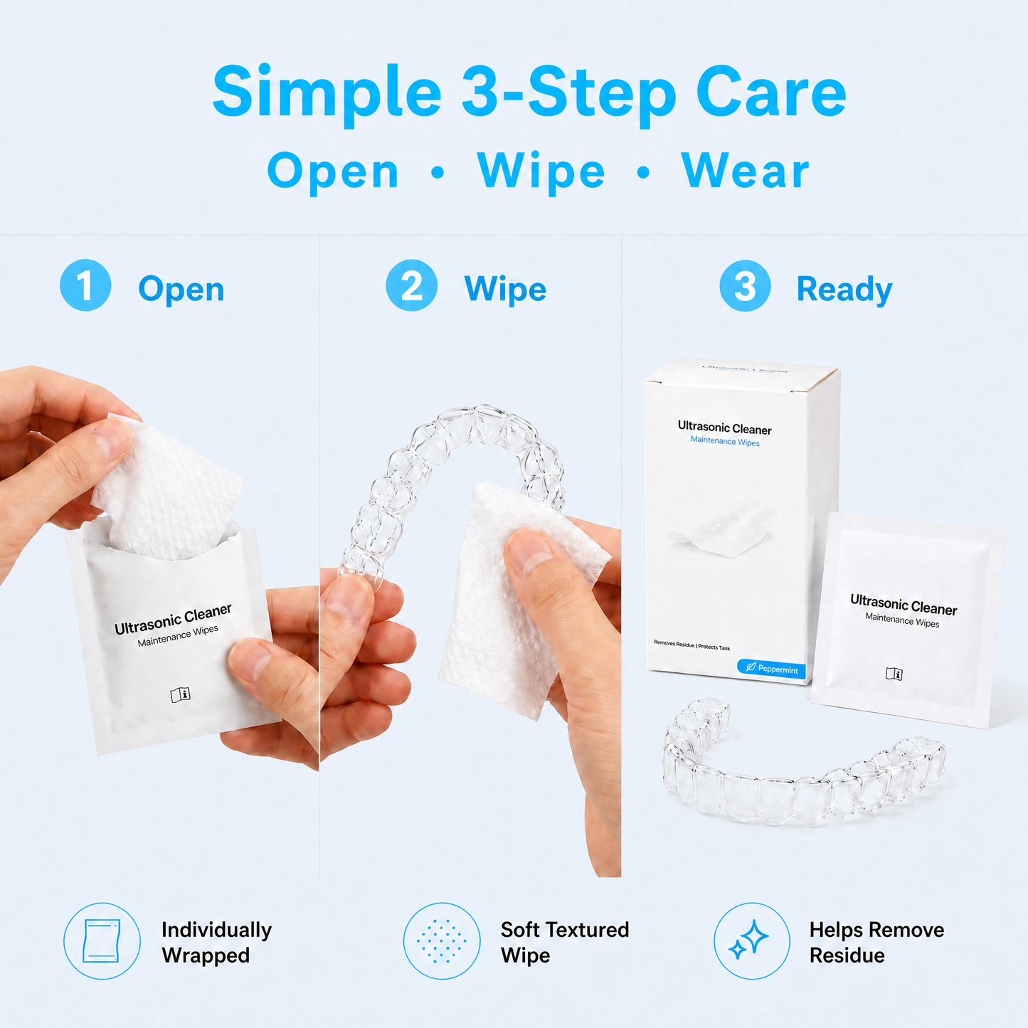 Voraiya Mint-Scented Eco-Friendly Ultrasonic Cleaner Wipes – 30pcs